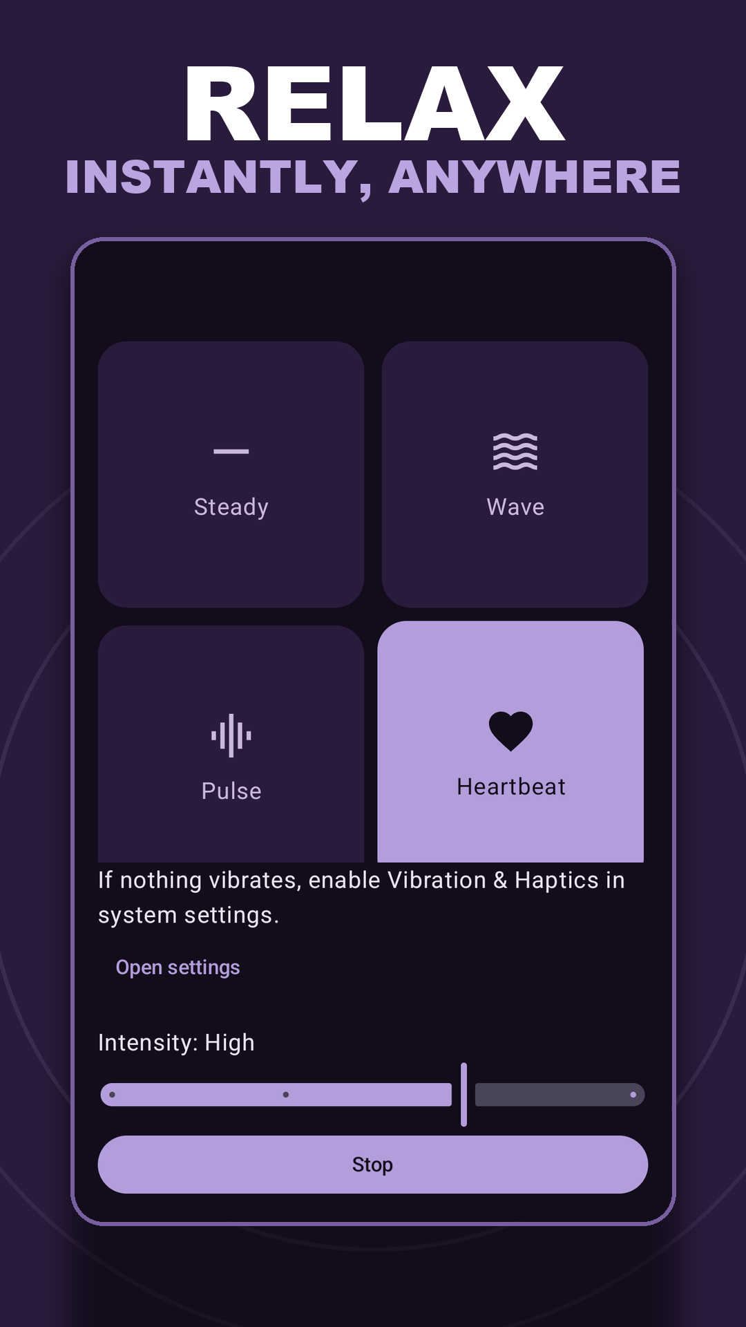 Vibrator Premium — relax instantly with the Heartbeat pattern playing